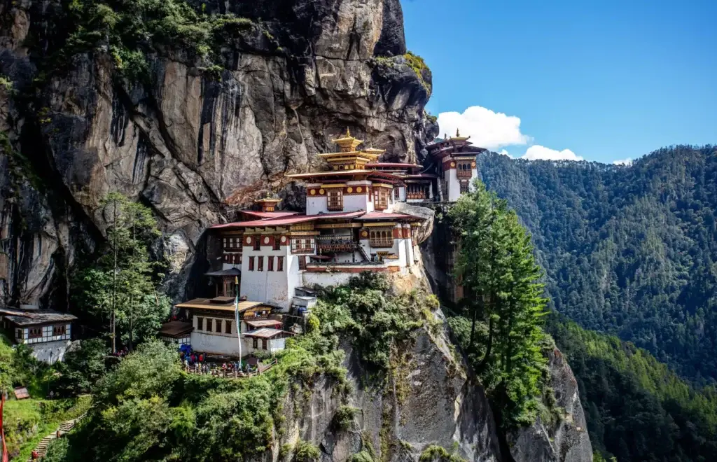 monastery on a cliff in bhutan